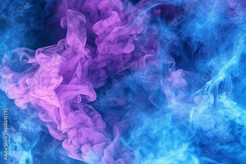 abstract horror neon pink smoke cloud, grunge texture, dark black background, scary blue light poster design. Generative AI
