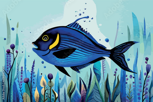 Blue tang fish art