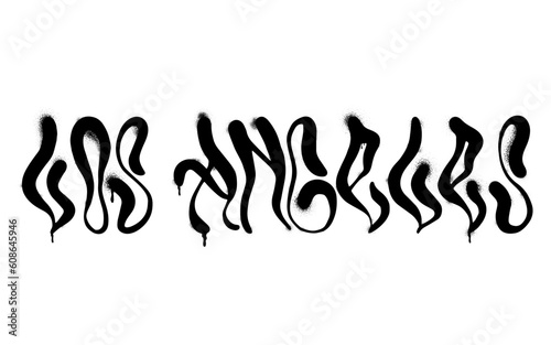 Sprayed Los Angeles font graffiti with overspray in black over white. Vector illustration eps 10