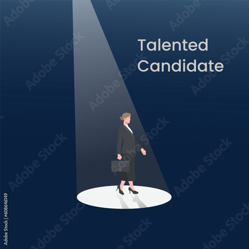 Talented candidate female employees. Business hiring and recruitment concept vector illustration