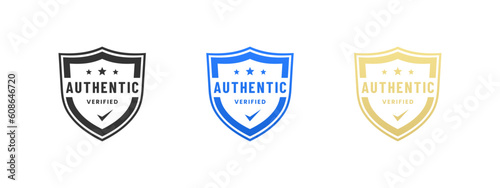 Authentic badge or Authentic stamp vector isolated in flat style. Best Authentic badge vector for product packaging design element. Authentic stamp for packaging design element.