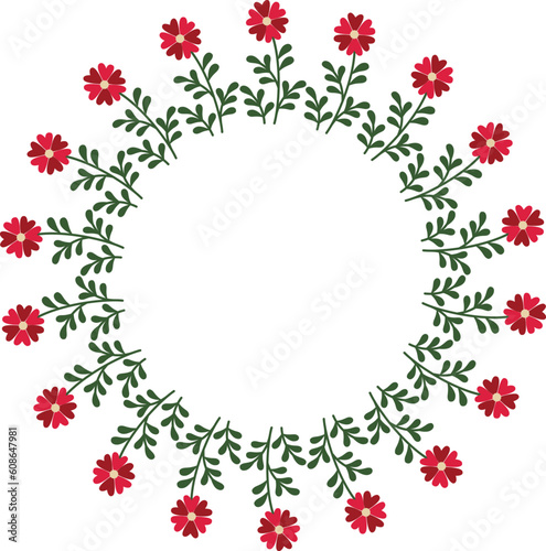Decorative wreath of abstract flowers. Hand drawn floral frame isolated on white background. Vector illustration © Ольга Дикун