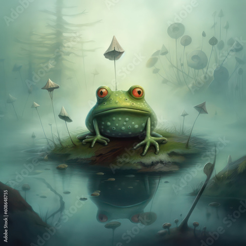 Cute Frog  Childrens Book Illustration  Generative AI