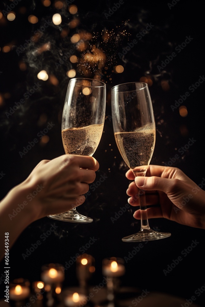 two hands holding a glass of champagne