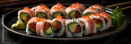 AI generative image of traditional japanese platter of sushi
