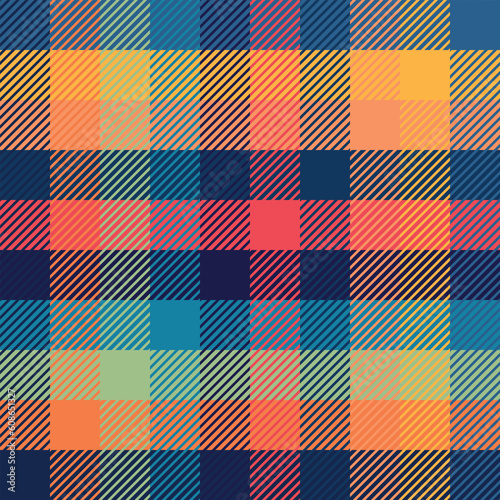 Classic color modern seamless pattern. Tartan is a traditional British plaid fabric used for printing shirts, fabrics, textiles, jacquard patterns, backgrounds, designs.