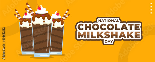 National Chocolate Milkshake Day on 12 September Banner Background. Horizontal Banner Template Design. Vector Illustration