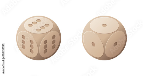 Obraz na plátně Set of lucky and unlucky wooden game dice with round corners