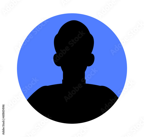 Male avatar silhouette concept. Icon for website and graphic element for social networks. UI and UX design. Interface for mobile apps and programs. Cartoon flat vector illustration
