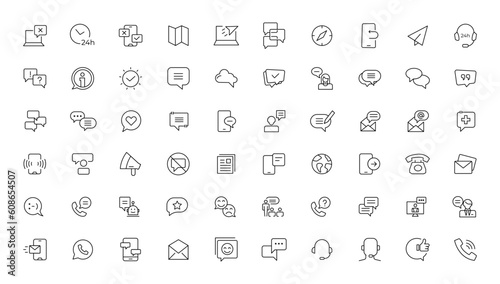 Customer Service and Support - Outline Icon Collection. Thin Line Set contains such Icons as Online Help, Helpdesk, Quick Response, Feedback and more. Simple web icons set