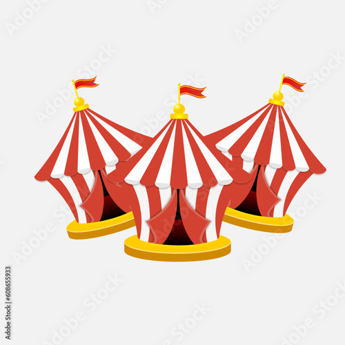 Circus retro red tent. Classical Circus tent.