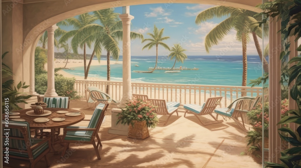 Beach resorts: Pictures capture luxurious beachfront resorts and hotels, inviting viewers to imagine themselves indulging in a beachside retreat. Generative AI