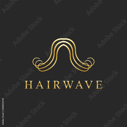 Hair Wave Luxury icon vector illustration design logo template