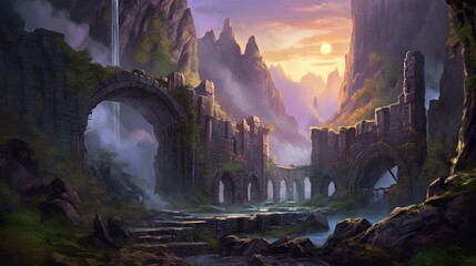 Leinwandbilder Lavendelfarbene Motive Fantasy Ruins Artwork  © Damian Sobczyk