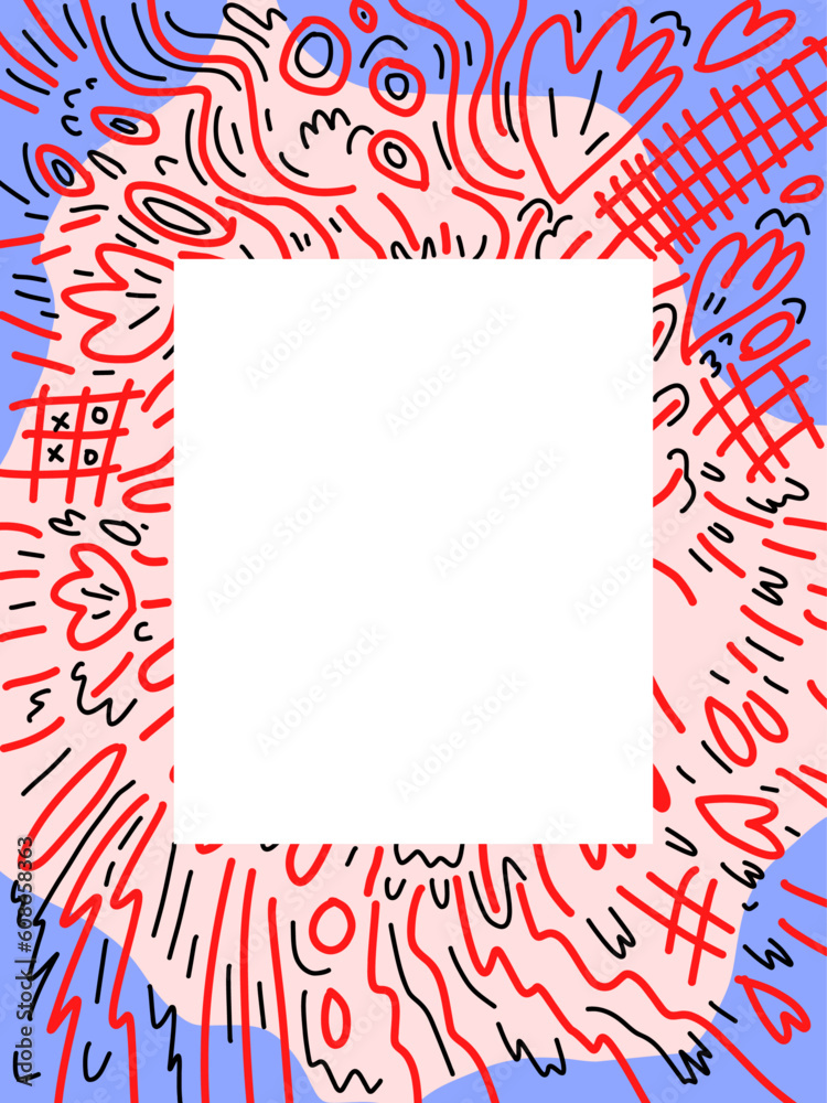 Template cover design with abstract line art background doodle hand drawn Template cover design with abstract line art background doodle hand drawn