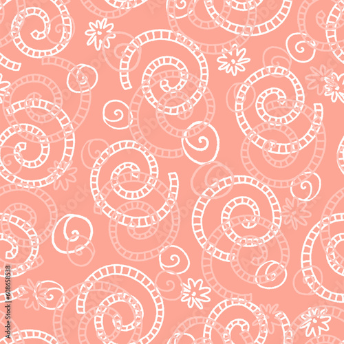 Abstract Spiral Shapes Vector Seamless Pattern