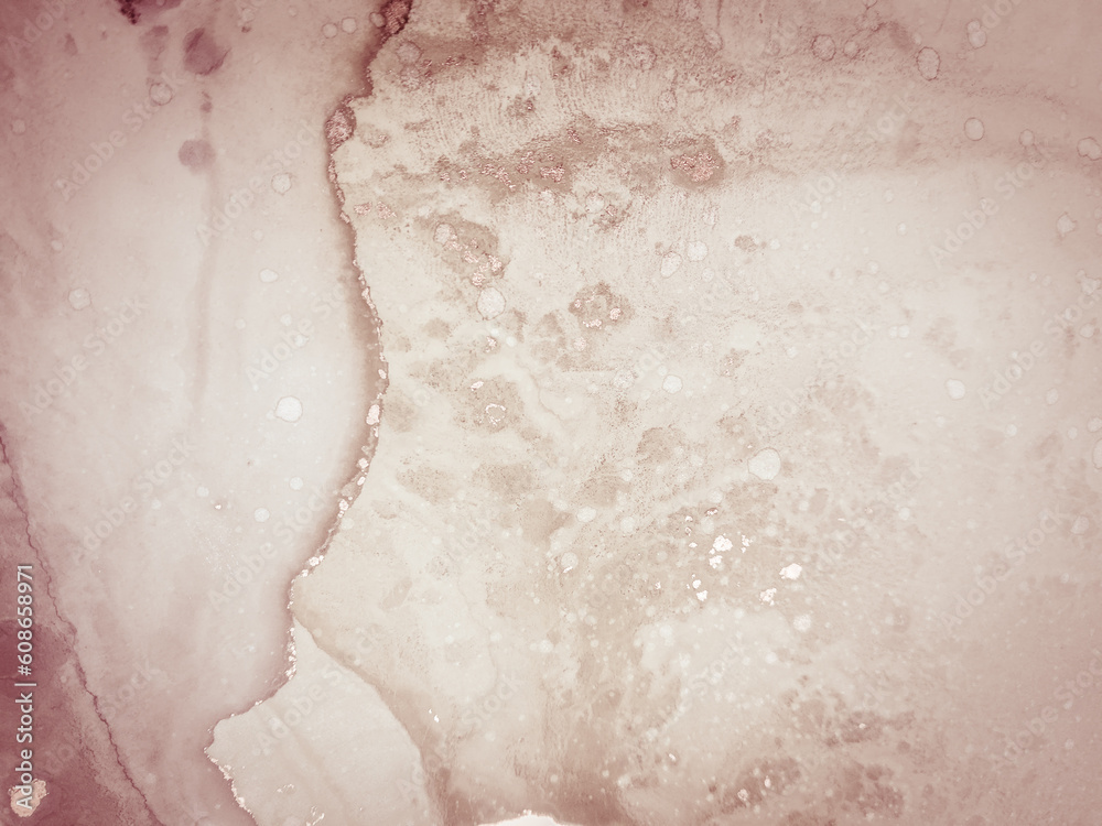 Fototapeta premium Water Colour Artwork. Romance Artistic Spiral. Pastel Watercolour Blotch. Caramel Coloring Diffuse Water. Brown Abstract Lines Painting. Background Marble Paint.