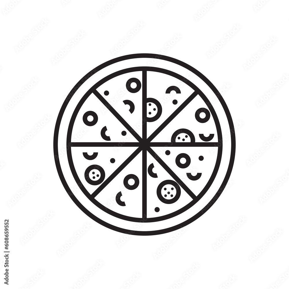 Round pizza line icon vector and illustration Round pizza line icon vector and illustration