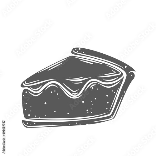 Cheesecake slice glyph icon vector illustration. Stamp of cake portion, sweet dessert from fresh cream cheese, crust of cookies and fruit sauce topping, fresh cheesecake piece and American food