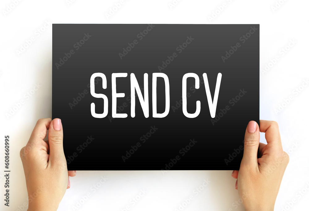 Send CV text on card, concept background Send CV text on card, concept background
