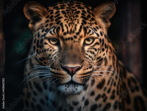 a leopard on black background , Generative AI
