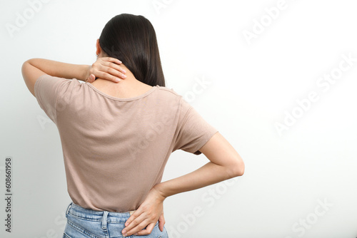 Foto health problems, woman back muscle pain