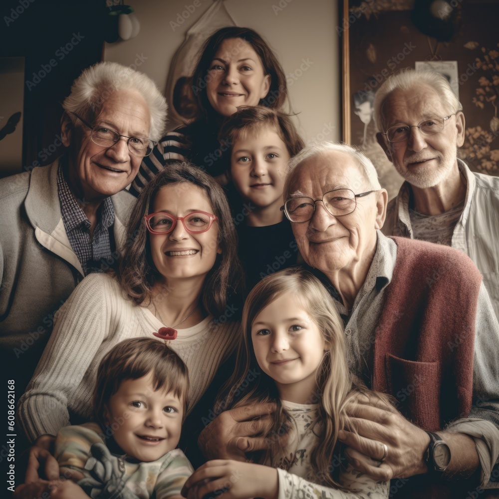 Portrait of happy caucasian family embracing in park, created using generative ai technology Portrait of happy caucasian family embracing in park, created using generative ai technology