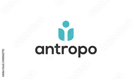 Simple and modern human shaped monogram logo design for fashion, clothing, medical, and charity.