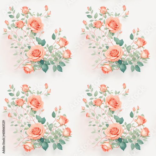 seamless wallpaper with red flowers watercolor © Алена Харченко