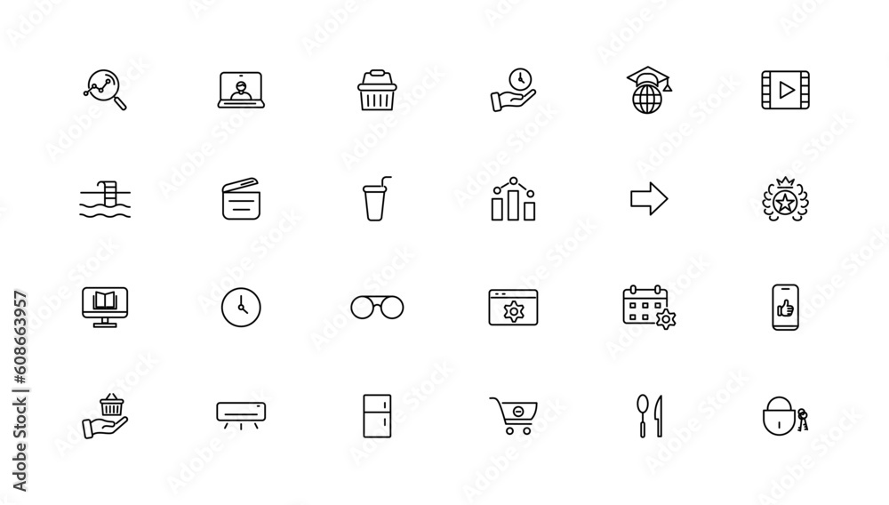 Popular Thin line icon Set. Thin Line Outline Icons.Vector illustrato Popular Thin line icon Set. Thin Line Outline Icons.Vector illustrato