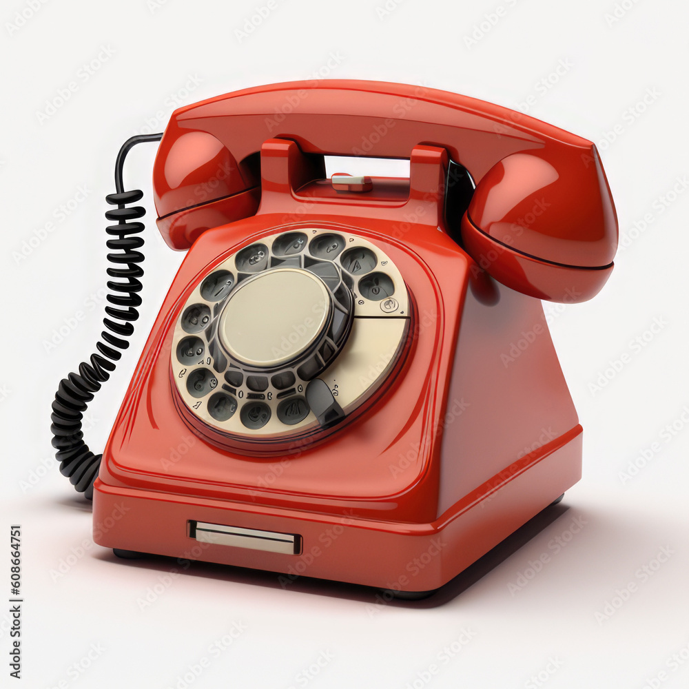 Close up of retro yellow old telephone on white background, created using generative ai technology Close up of retro yellow old telephone on white background, created using generative ai technology