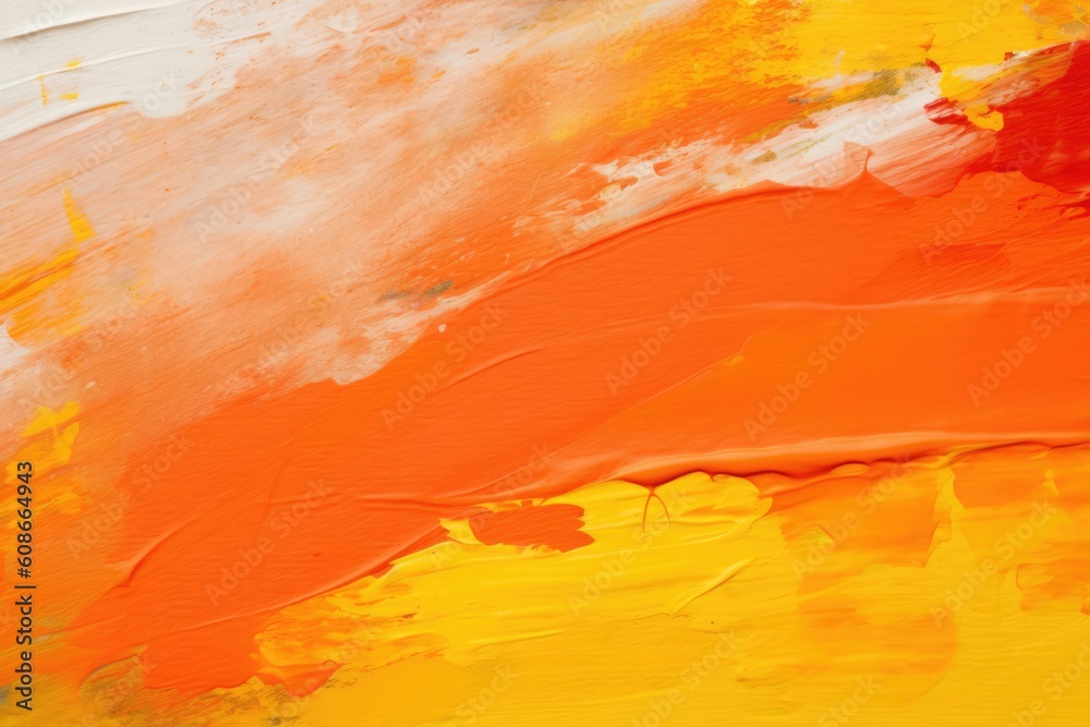 Close up of white, orange and red paints background, created using generative ai technology