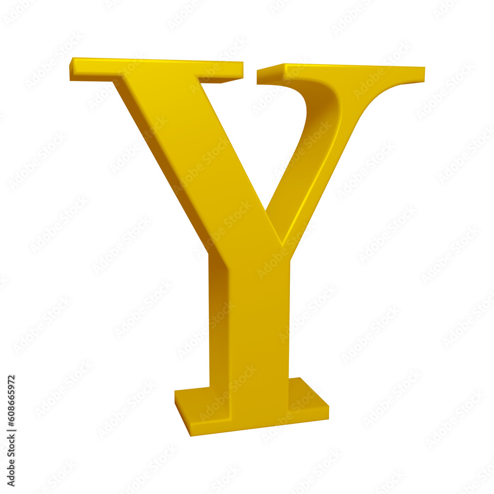 Golden alphabet letter y in 3d rendering for education concept Golden alphabet letter y in 3d rendering for education concept