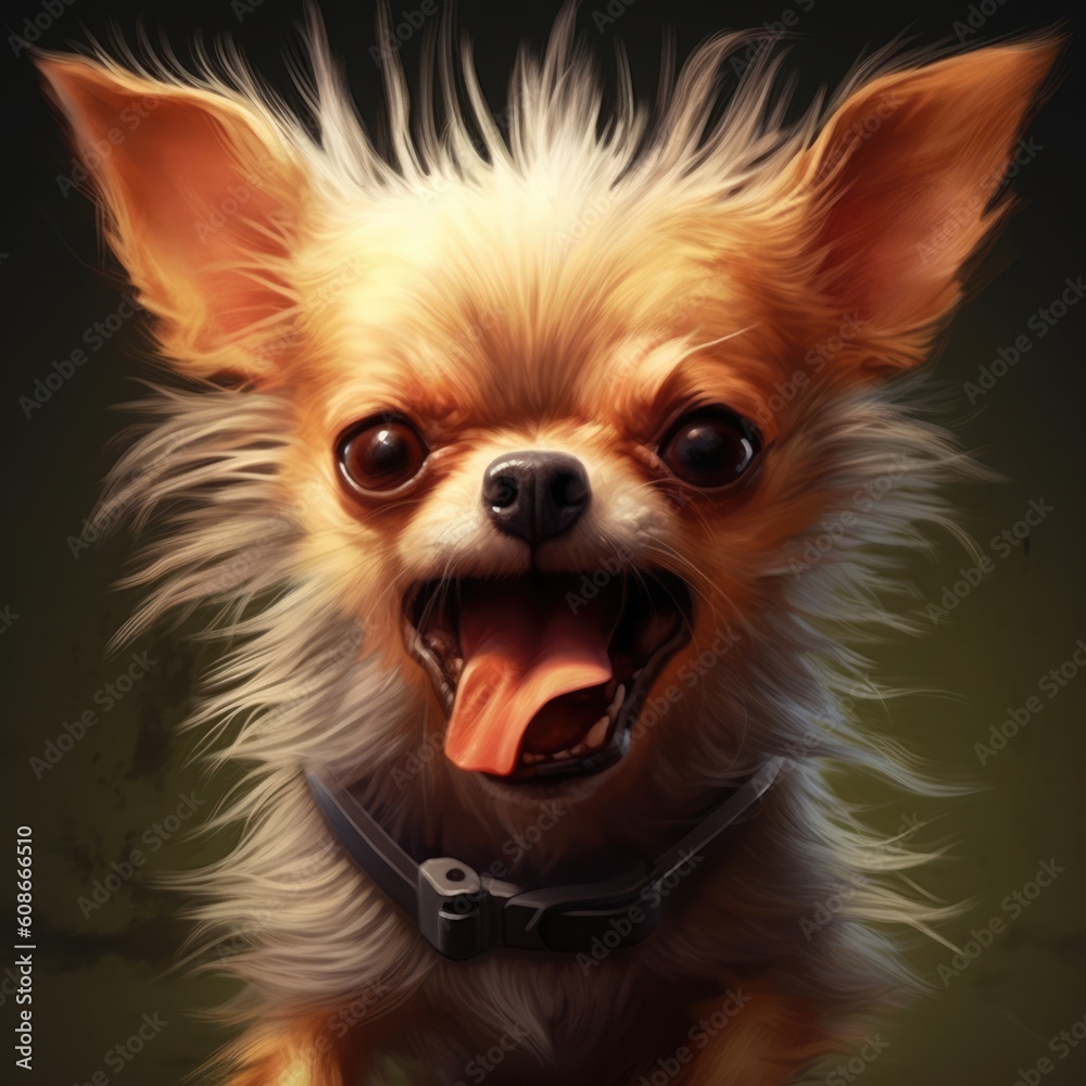 Close up of angry dog with open mouth on black background created using generative ai technology