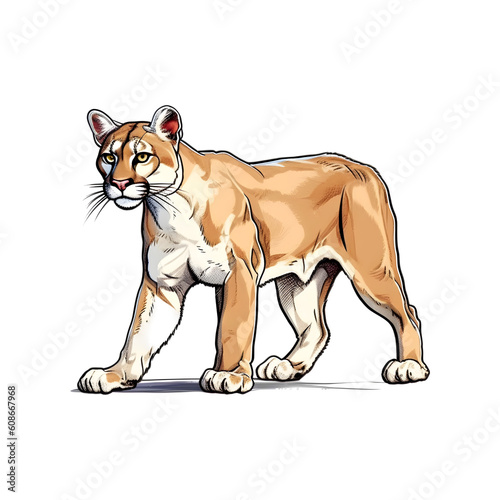 Majestic Mountain Cat  Delightful Puma Illustration