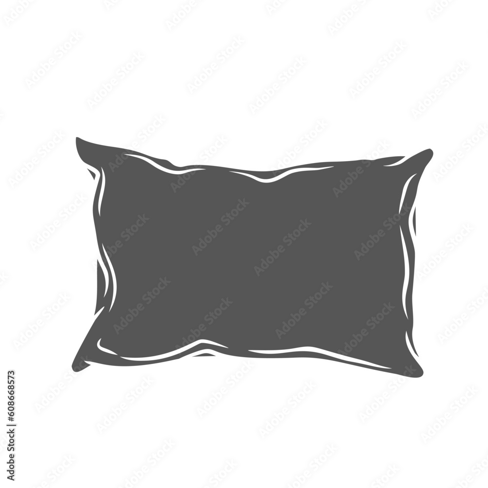 Pillow glyph icon vector illustration. Stamp of cushion of square shape for comfort of head and neck, comfortable sweet sleep and relax in home bed at night, front view of one orthopedic pillow Pillow glyph icon vector illustration. Stamp of cushion of square shape for comfort of head and neck, comfortable sweet sleep and relax in home bed at night, front view of one orthopedic pillow