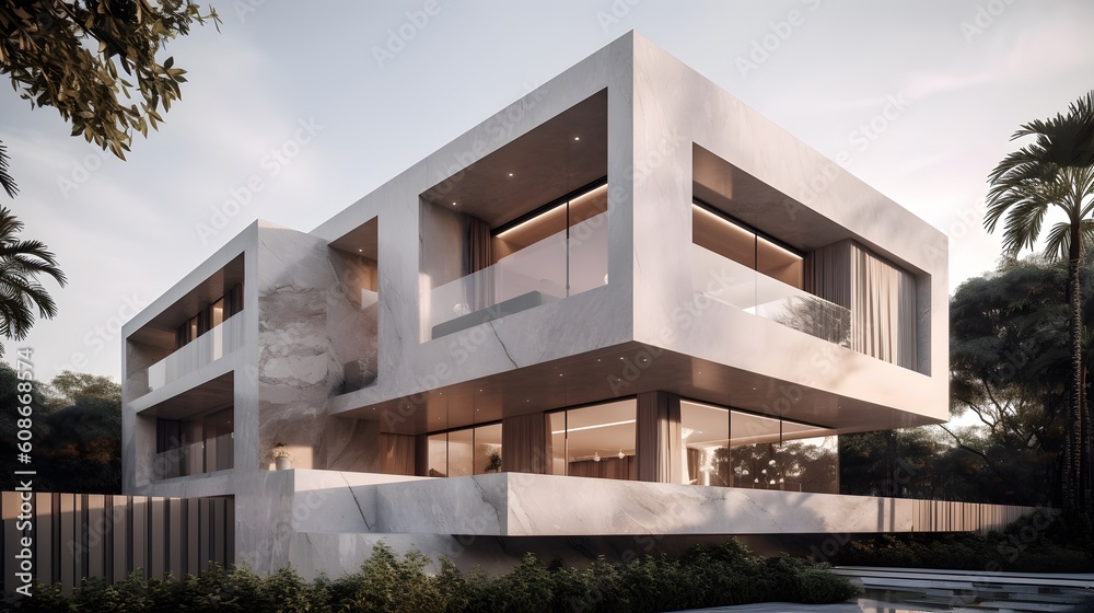 The Futuristic Marvel of Linear Squared Marble House
