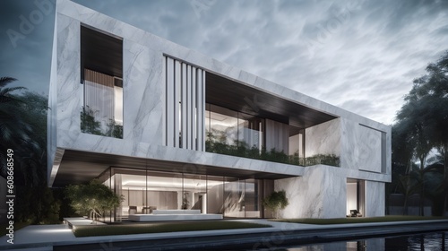 The Futuristic Marvel of Linear Squared Marble House © Carlo