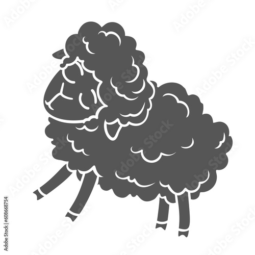 Cute sheep glyph icon vector illustration. Stamp of single adorable standing baby lamb, comic animal for counting to fall asleep in bedtime, happy character for good night and sweet dreams concept