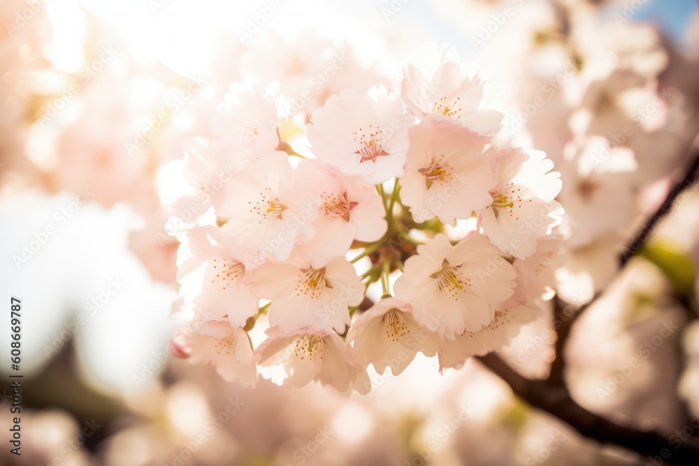 Close up of cherry blossoms, created using generative ai technology Close up of cherry blossoms, created using generative ai technology