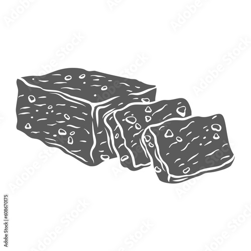 Turkish halva glyph icon vector illustration. Stamp of nougat bar cut into slices, halawa with pistachios and almond pieces, traditional oriental delight and halva dessert for breakfast coffee
