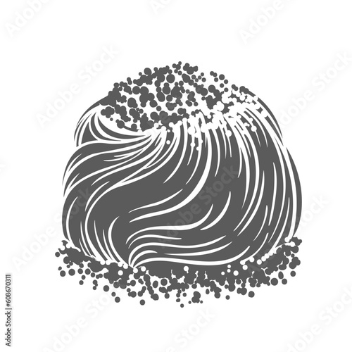 Pismaniye, Turkish dessert glyph icon vector illustration. Stamp of sugar sweets from cotton candy menu of traditional cuisine in Turkey, fluffy Pismaniye with pistachio nut pieces for breakfast tea