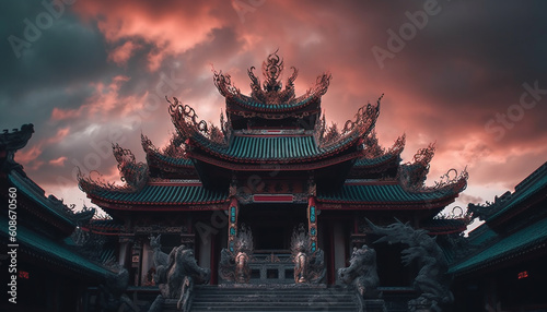 The majestic pagoda, symbol of ancient Chinese culture, stands tall generated by AI