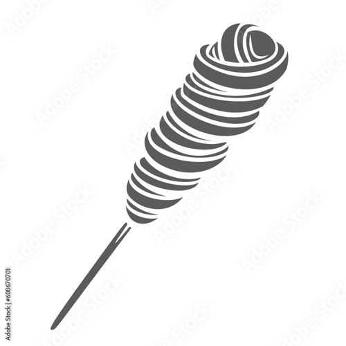 Osmanli macunu, Turkish dessert glyph icon vector illustration. Stamp of soft sugar toffee paste on wooden stick, sweet Osmanli macunu candy portion for children in street market cafe of Turkey photo
