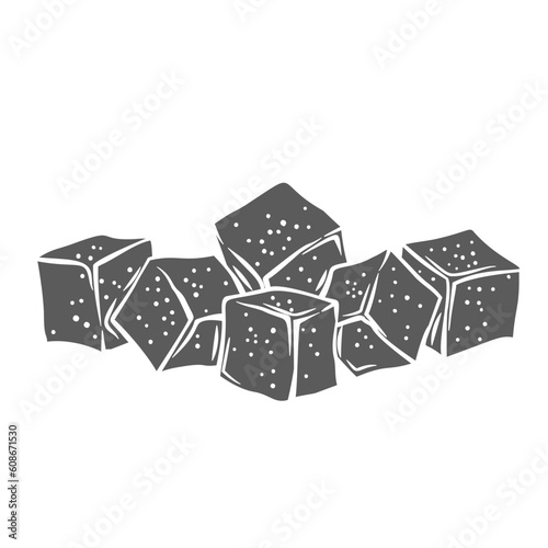 Rahat locum, Turkish dessert glyph icon vector illustration. Stamp of Turkish jelly delight pile with different flavor and sugar cover, heap of candy cubes and arabic bazaar or confectionery snack