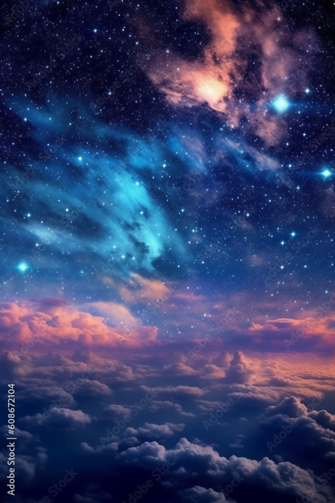 Fototapeta premium Starry sky wallpaper, modern style. AI generative
