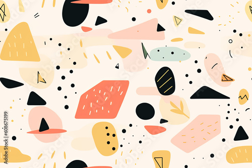 fun colorful seamless pattern. bright simple abstract shapes. Generative ai