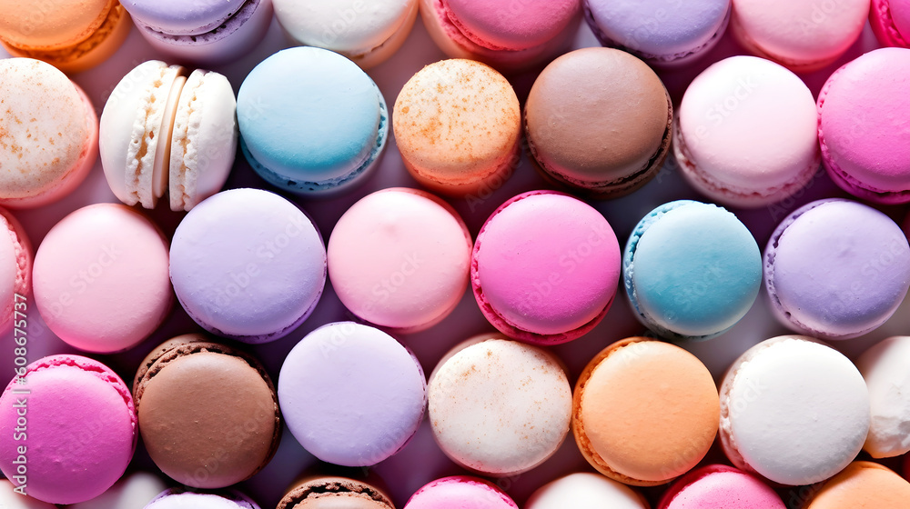 Obraz premium Colorful macaroons background. French dessert