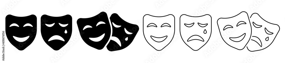 Masquerade vector icon. Masquerade icon on white background. Comic and tragic mask. Vector EPS 10