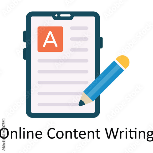 Online Content Writing Vector  Flat Icon Design illustration. Education and learning Symbol on White background EPS 10 File